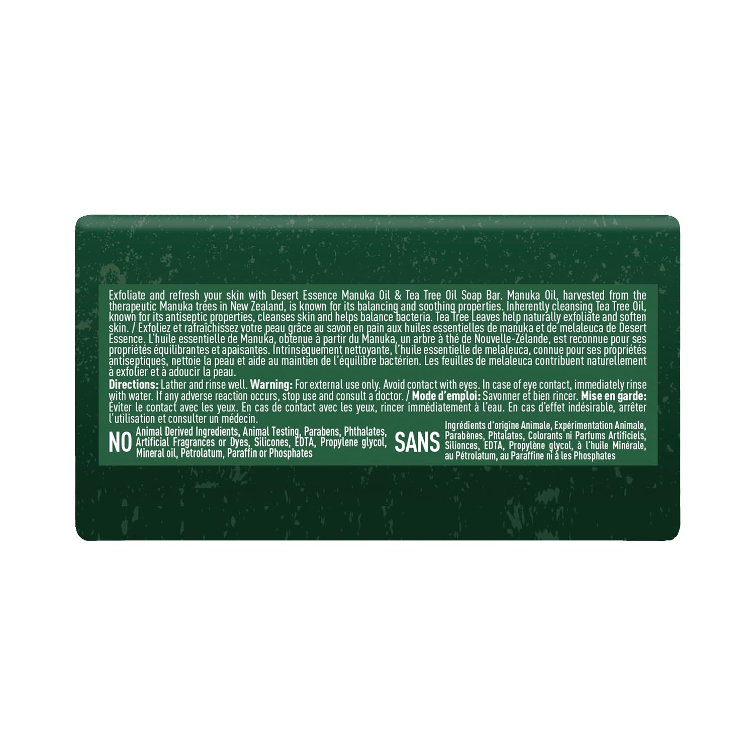 Desert Essence branding on soap label