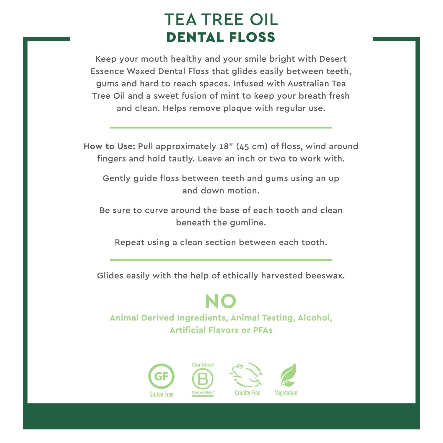 Tea Tree Oil and Mint ingredients on label