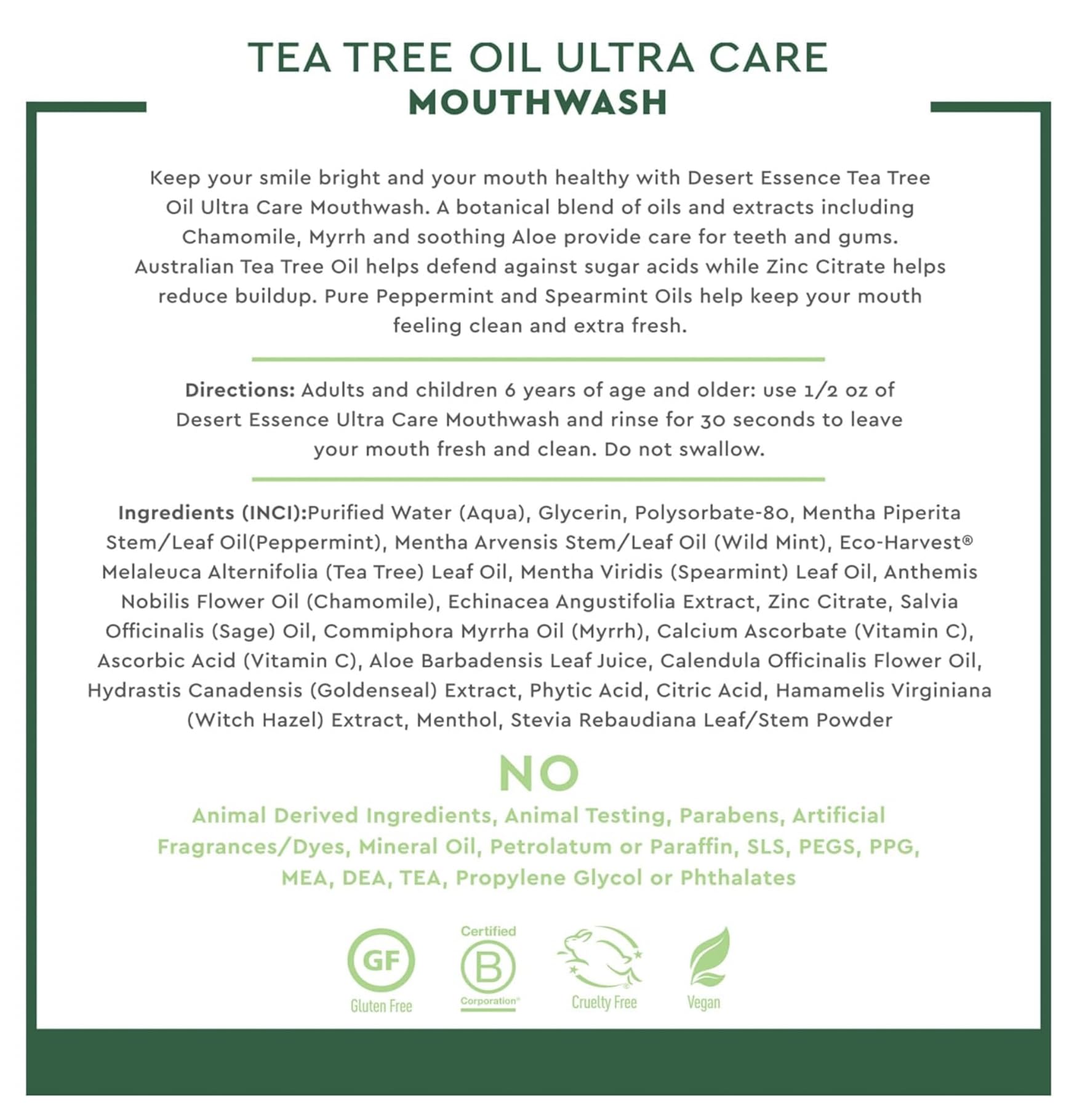 Splash of Desert Essence Tea Tree Oil Mouthwash Mega Mint