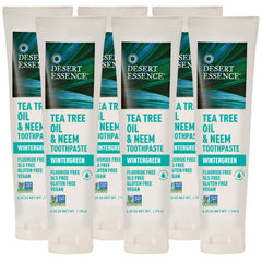 Bottle of Desert Essence Tea Tree Oil & Neem Toothpaste with label
