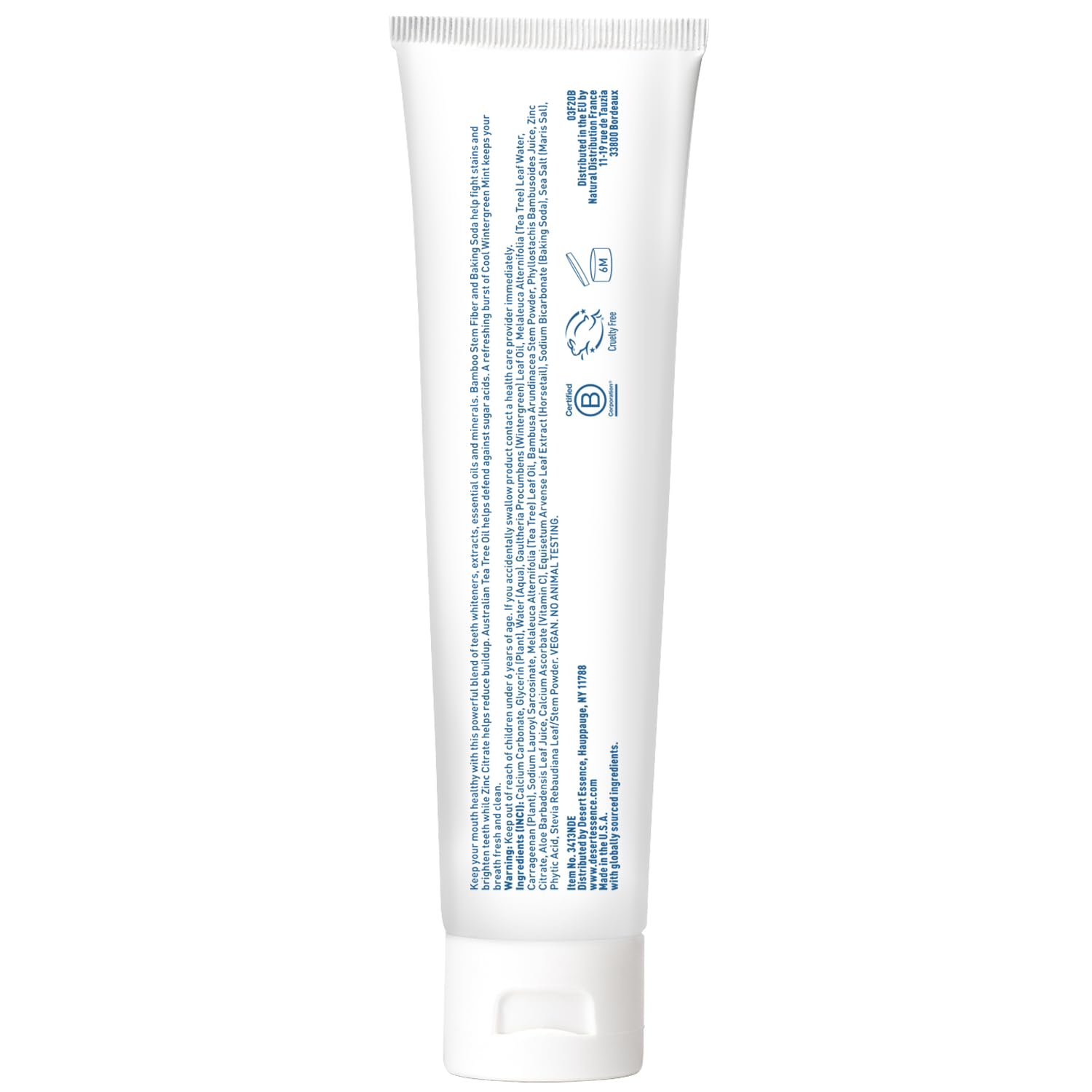 Vegan and gluten-free symbols on toothpaste packaging