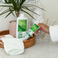 Toothbrush and toothpaste setup emphasizing daily oral care
