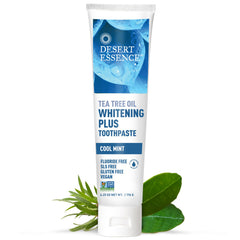 Desert Essence Tea Tree Oil Whitening Toothpaste 6.25 oz front label