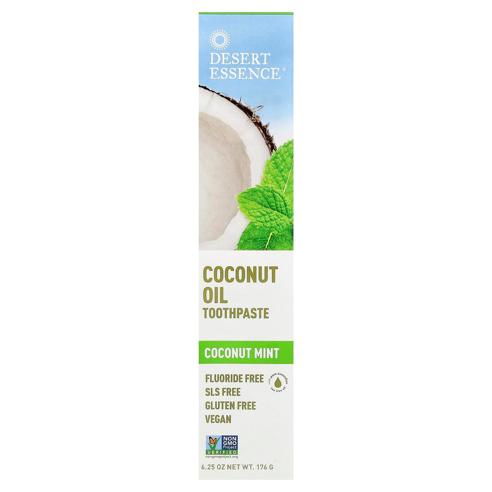 Close-up of Desert Essence Tea Tree Oil Toothpaste with Coconut Mint flavor