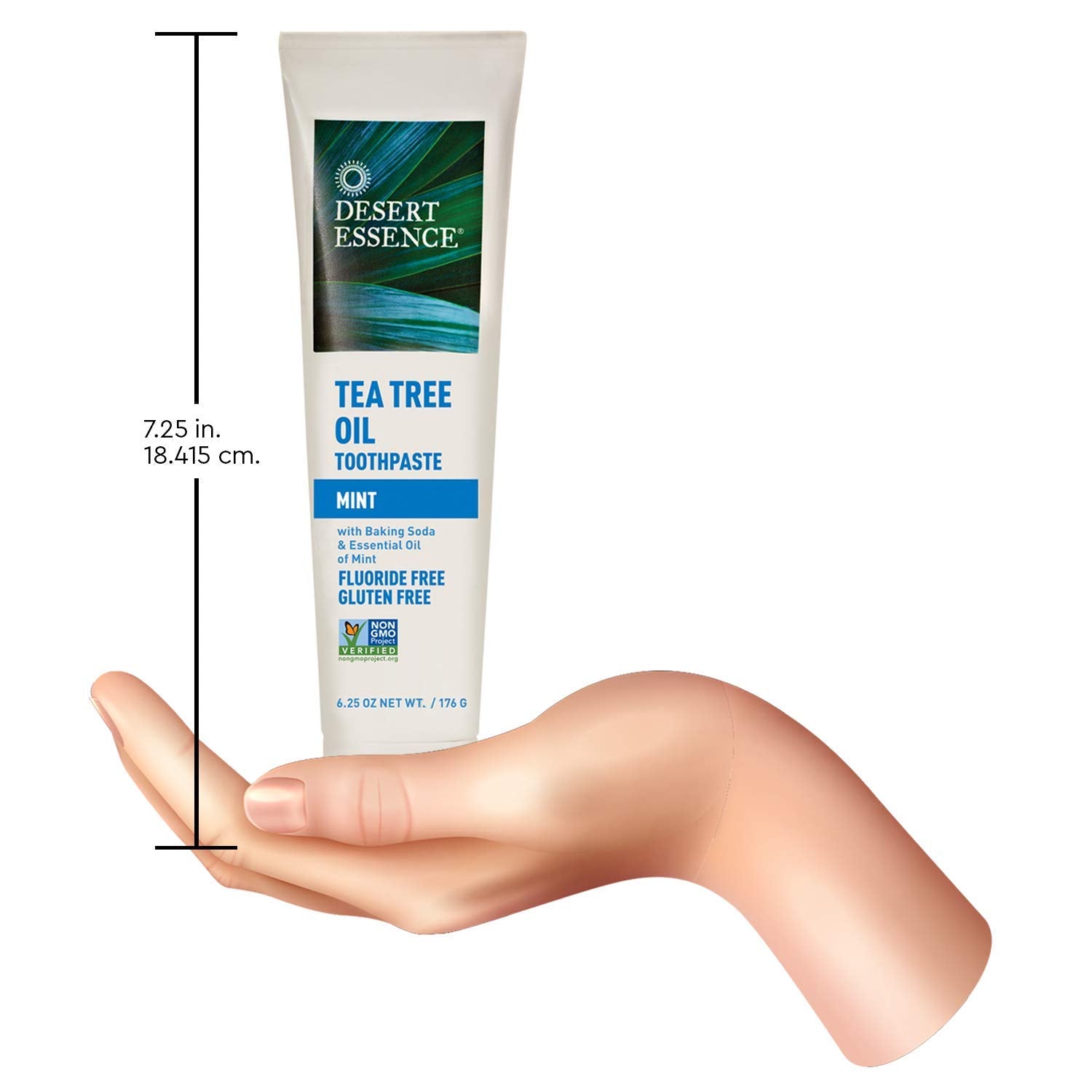 Sea salt and baking soda highlighted on Desert Essence toothpaste