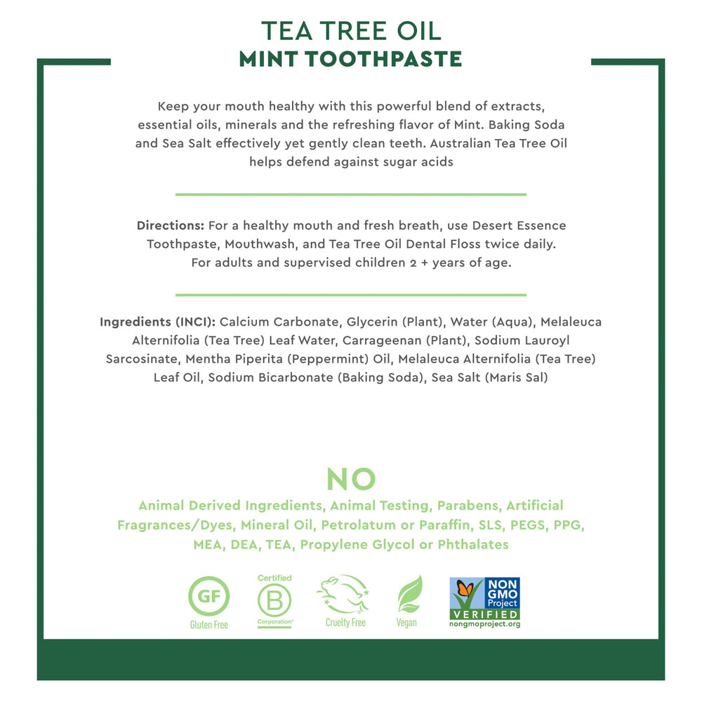 Bamboo stem fiber technology explanation on Desert Essence toothpaste packaging