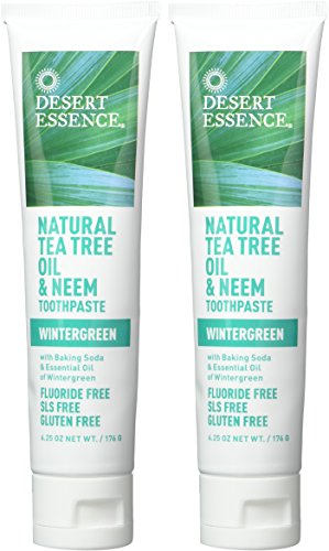 Desert Essence toothpaste box and tube in case