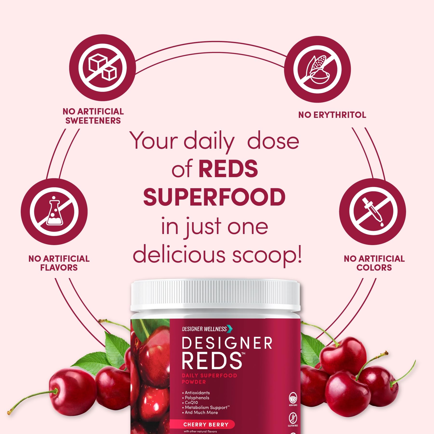 Illustration of antioxidants and polyphenols in Designer Reds