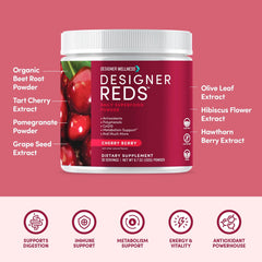 Ingredients highlighting beet root and natural extracts