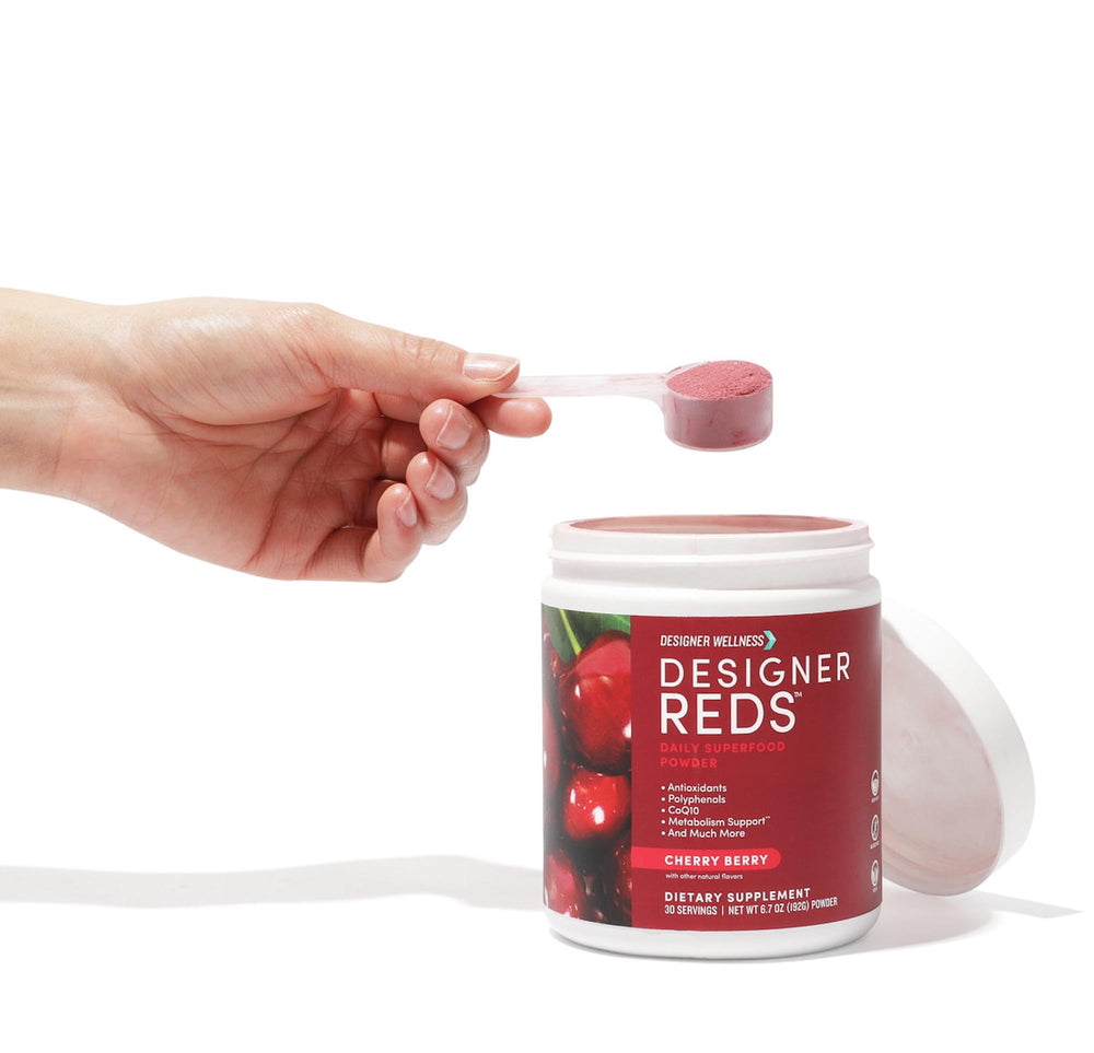 Heart health support imagery associated with Designer Reds powder
