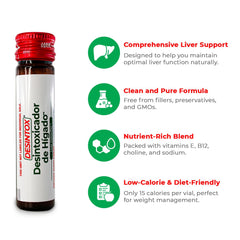 Ready-to-drink Desintox liquid shot in a transparent bottle