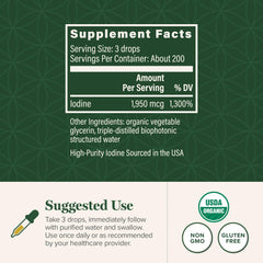 Close-up of Detoxadine iodine tincture bottle on white background