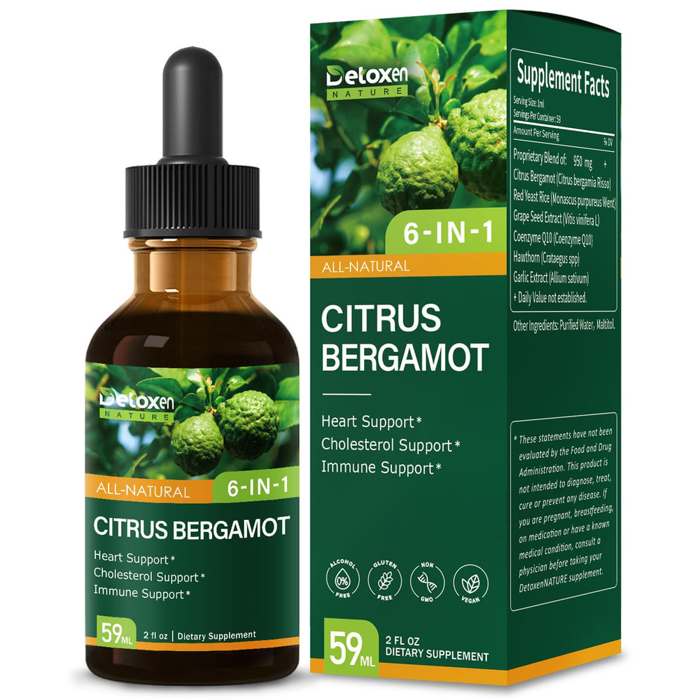DetoxenNATURE Citrus Bergamot Drops 2oz bottle on a white background