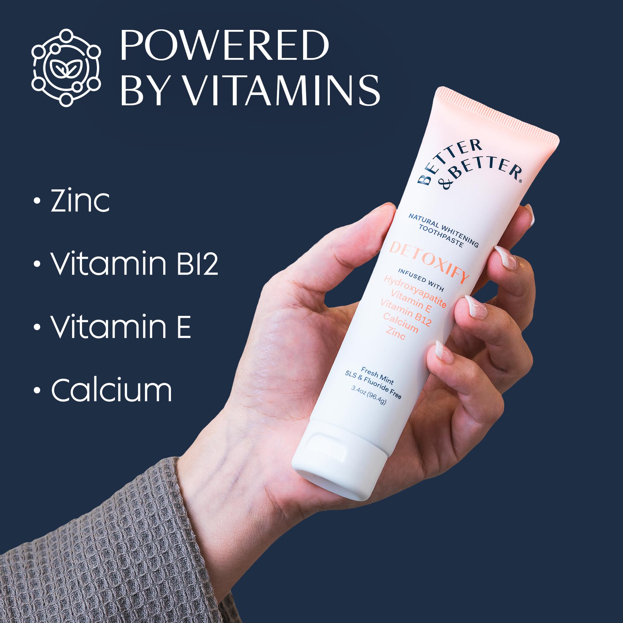 3.4oz detoxify toothpaste tubes in a carton display