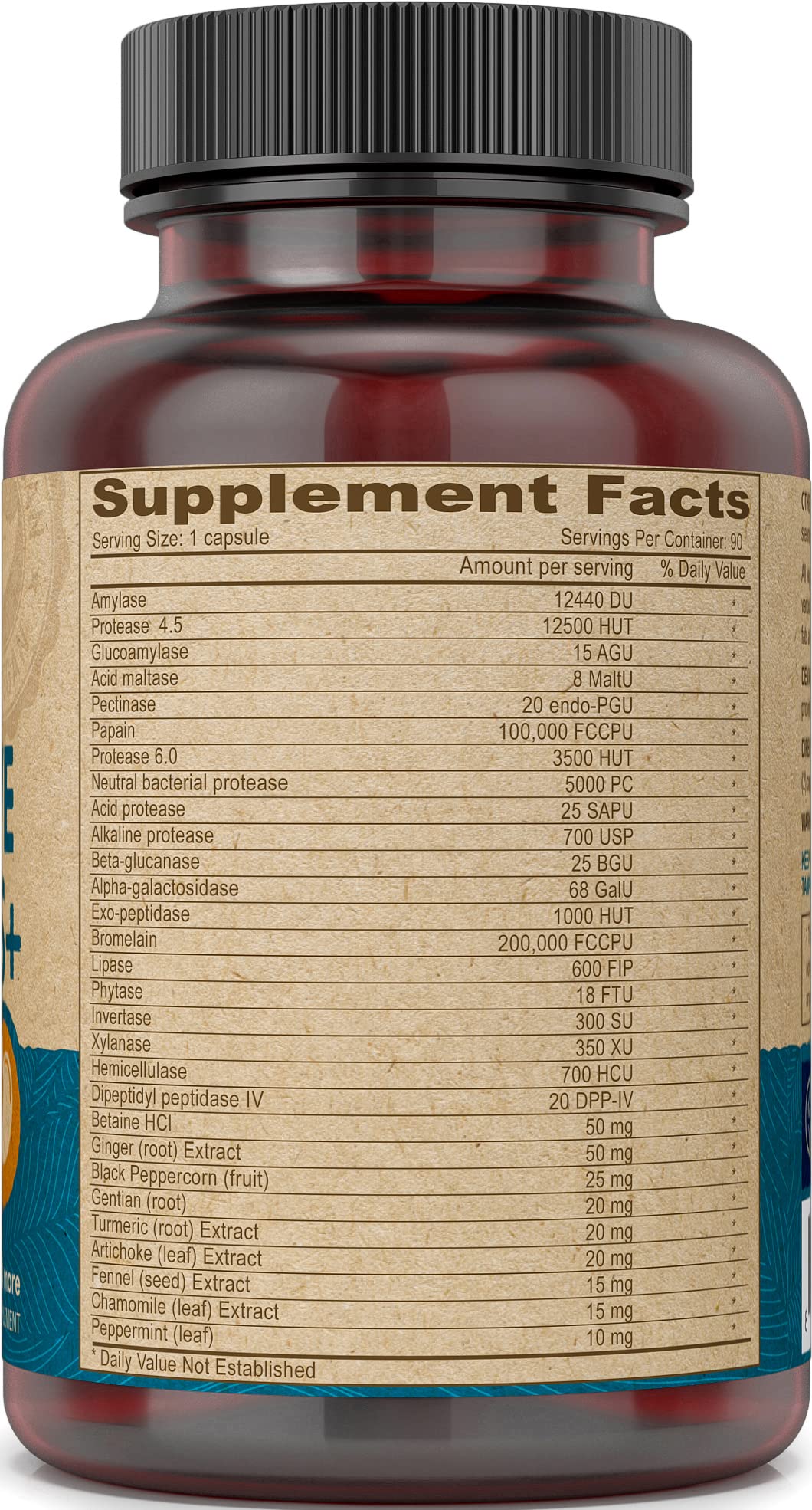 Vegan digestive supplement packaging highlighting vegan ingredients