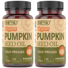DEVA Vegan Pumpkin Seed Oil bottle with 90 capsules label