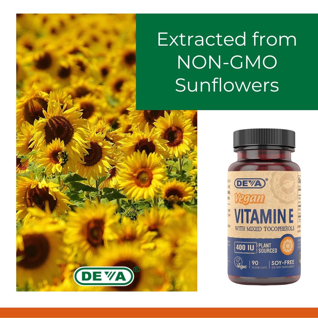 DEVA pack of 2 vitamin E bottles for convenient daily use.
