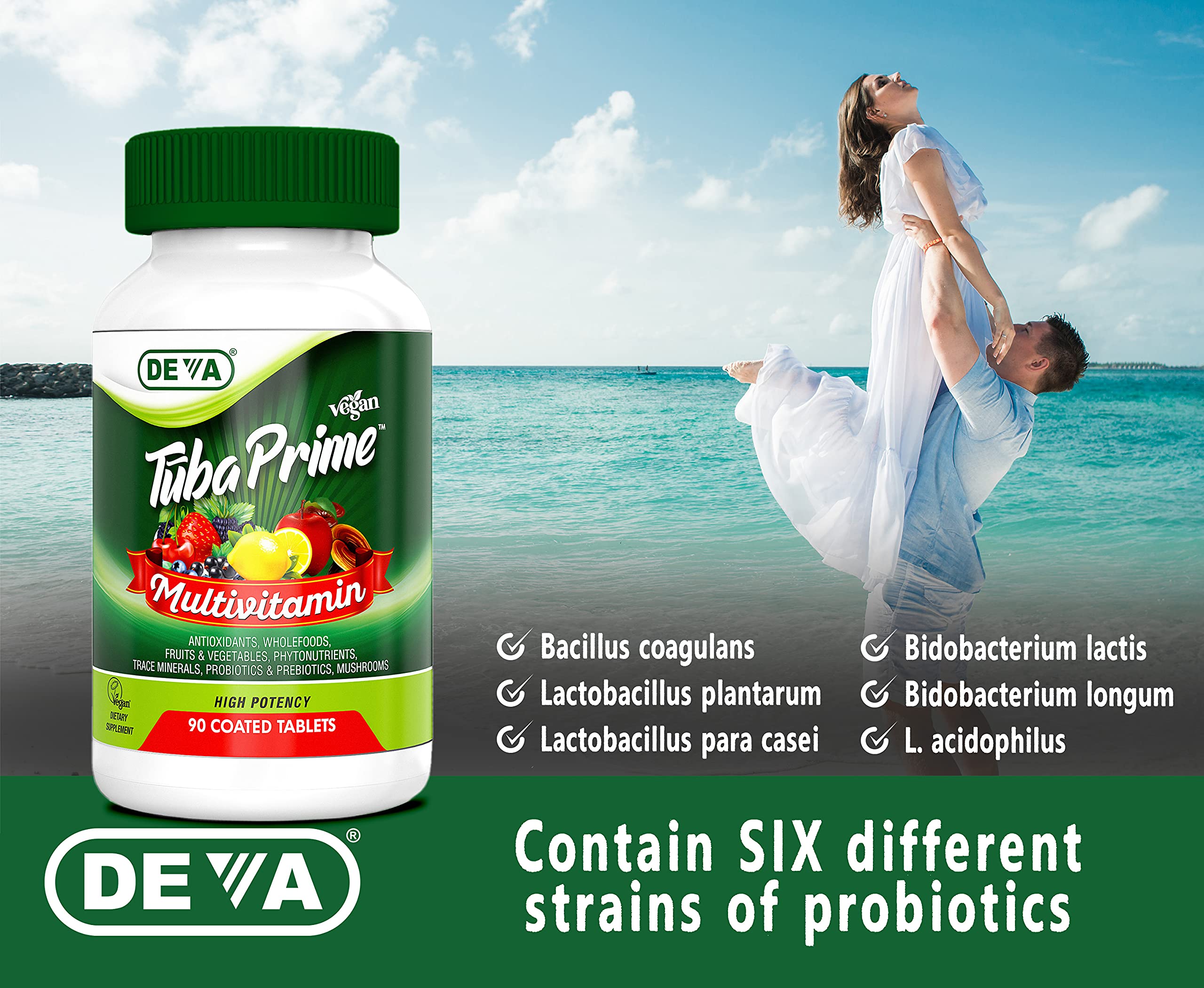 90-tablet bottle of DEVA Tuba Prime Vegan Multivitamin
