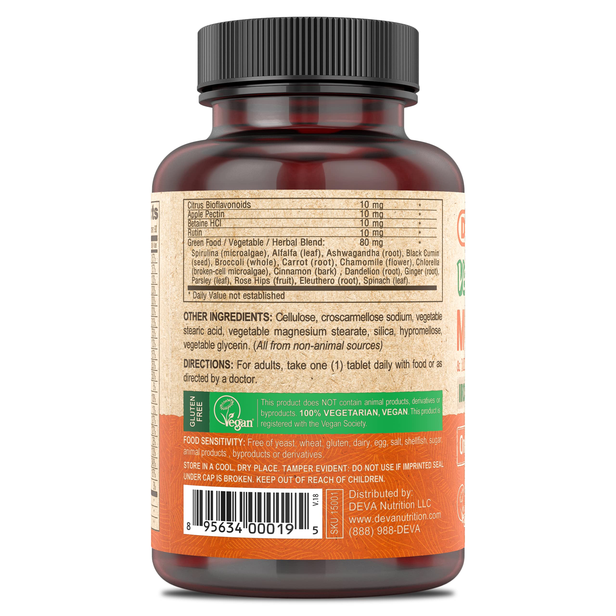 Ashwagandha and broccoli in vegan multivitamin formula