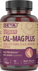 DEVA vegan calcium magnesium plus zinc 90 tablets bottle front view