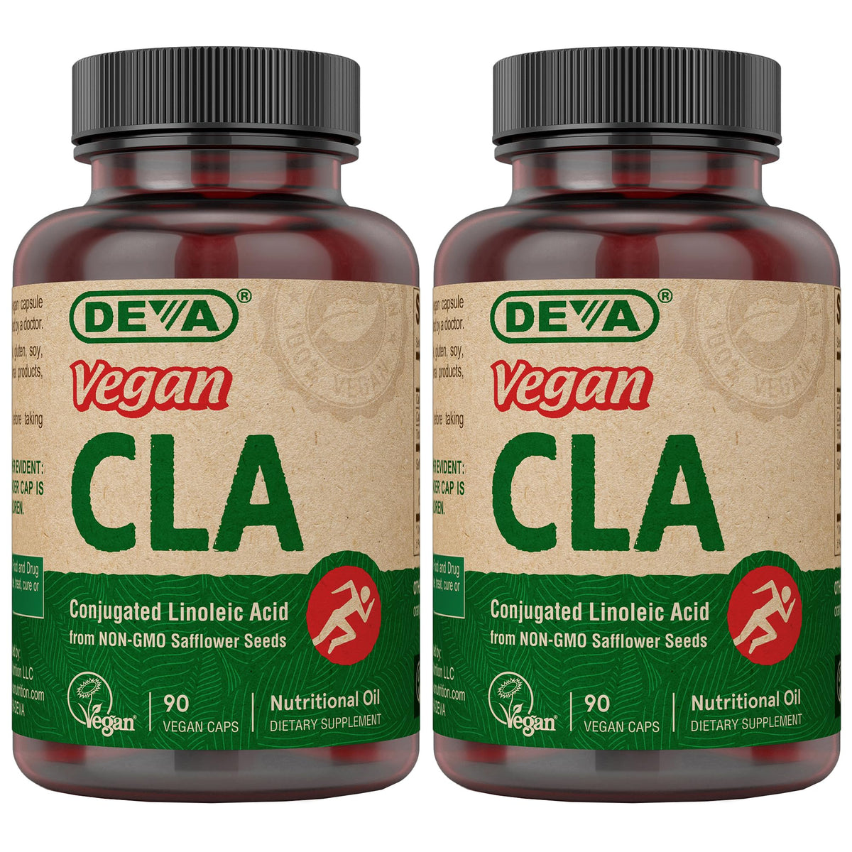 DEVA Vegan CLA 2-Pack packaging with 90 vegan capsules