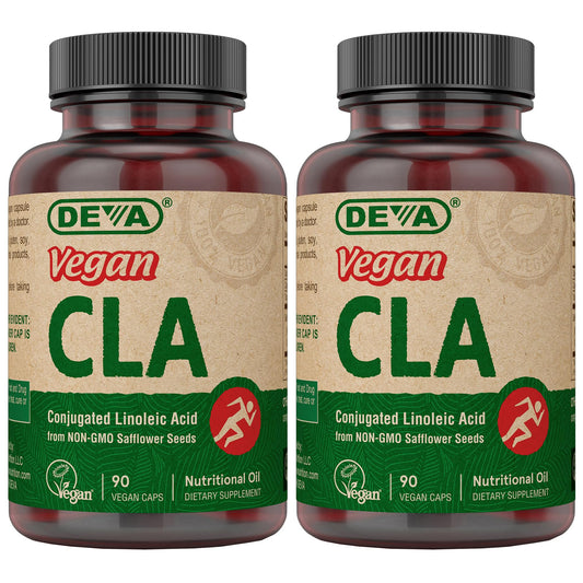 DEVA Vegan CLA 2-Pack packaging with 90 vegan capsules