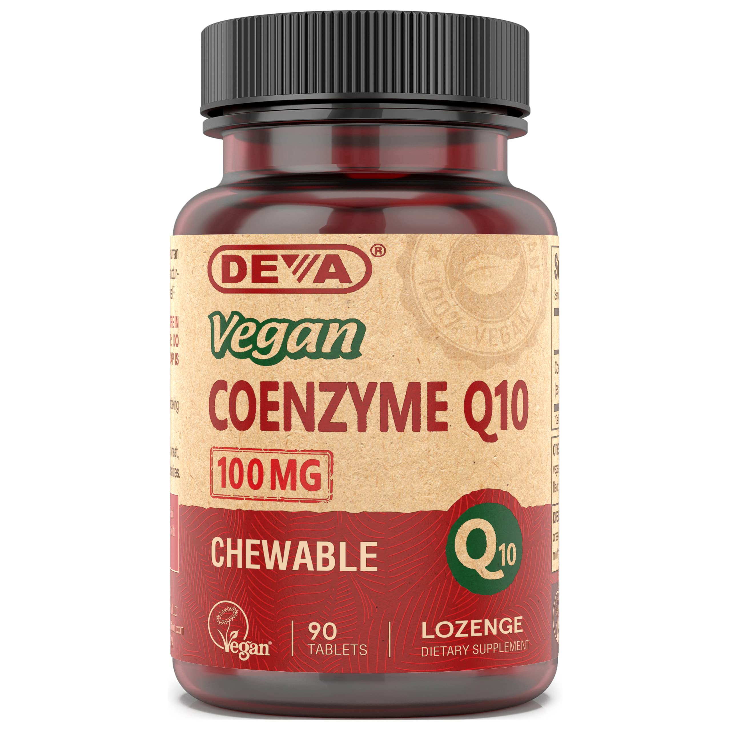 DEVA Vegan CoQ10 100mg lozenges bottle (90 tablets)