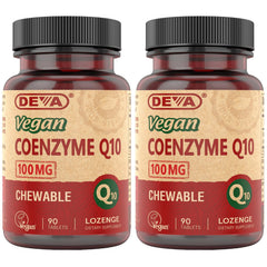 DEVA Vegan CoQ10 100mg bottle with Pack 2 packaging