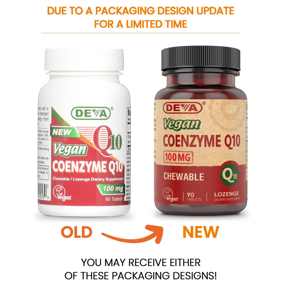 Vegan Society verified DEVA CoQ10 100mg packaging