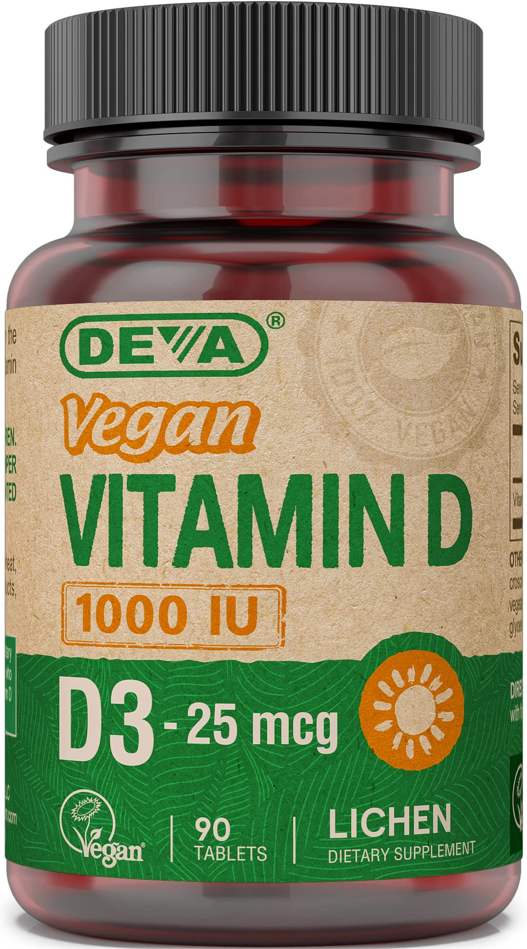 DEVA Vegan Vitamin D3 bottle with 90 tablets