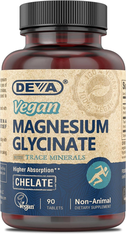 DEVA Vegan Magnesium Glycinate bottle with 90 tablets