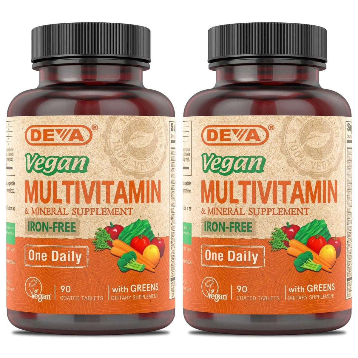 DEVA Vegan Multivitamin packaging with greens blend – front view