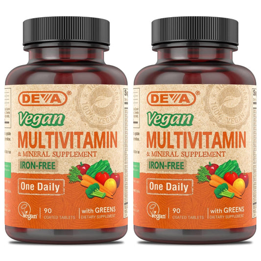 DEVA Vegan Multivitamin packaging with greens blend – front view