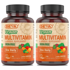 DEVA Vegan Multivitamin packaging with greens blend – front view