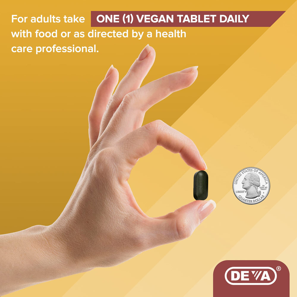 Close-up of bottle label highlighting vegan formula