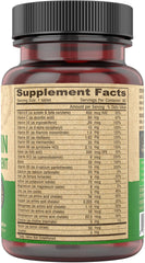 Serving size and nutrition details on the bottle label