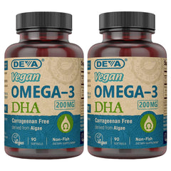 Bottle of DEVA Vegan Omega-3 DHA Softgels