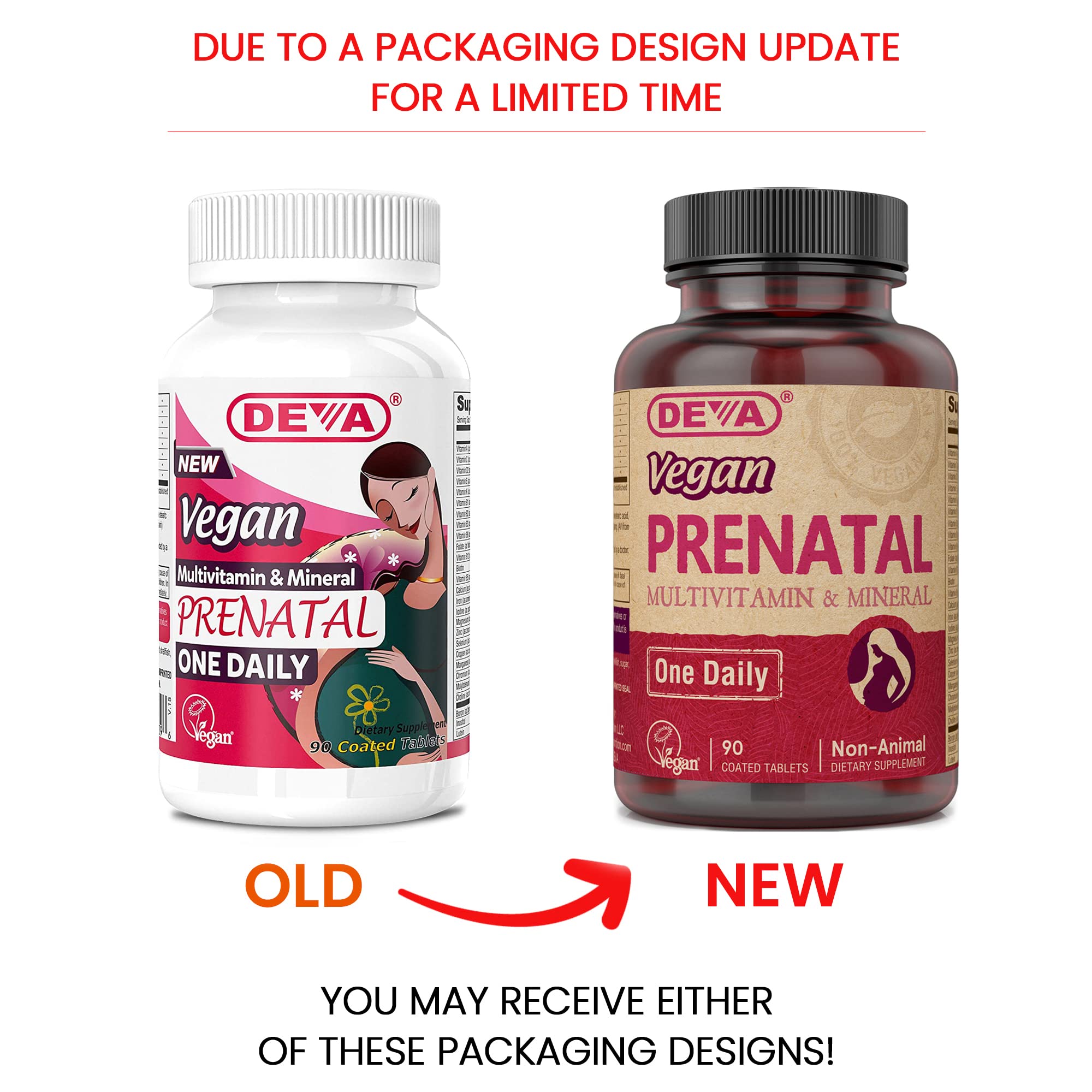 DEVA Vegan Prenatal Multivitamin bottle with 90 tablets.
