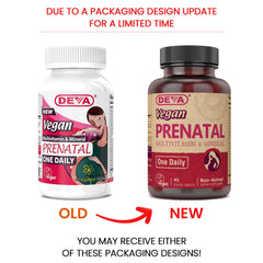 DEVA Vegan Prenatal Multivitamin bottle with 90 tablets.