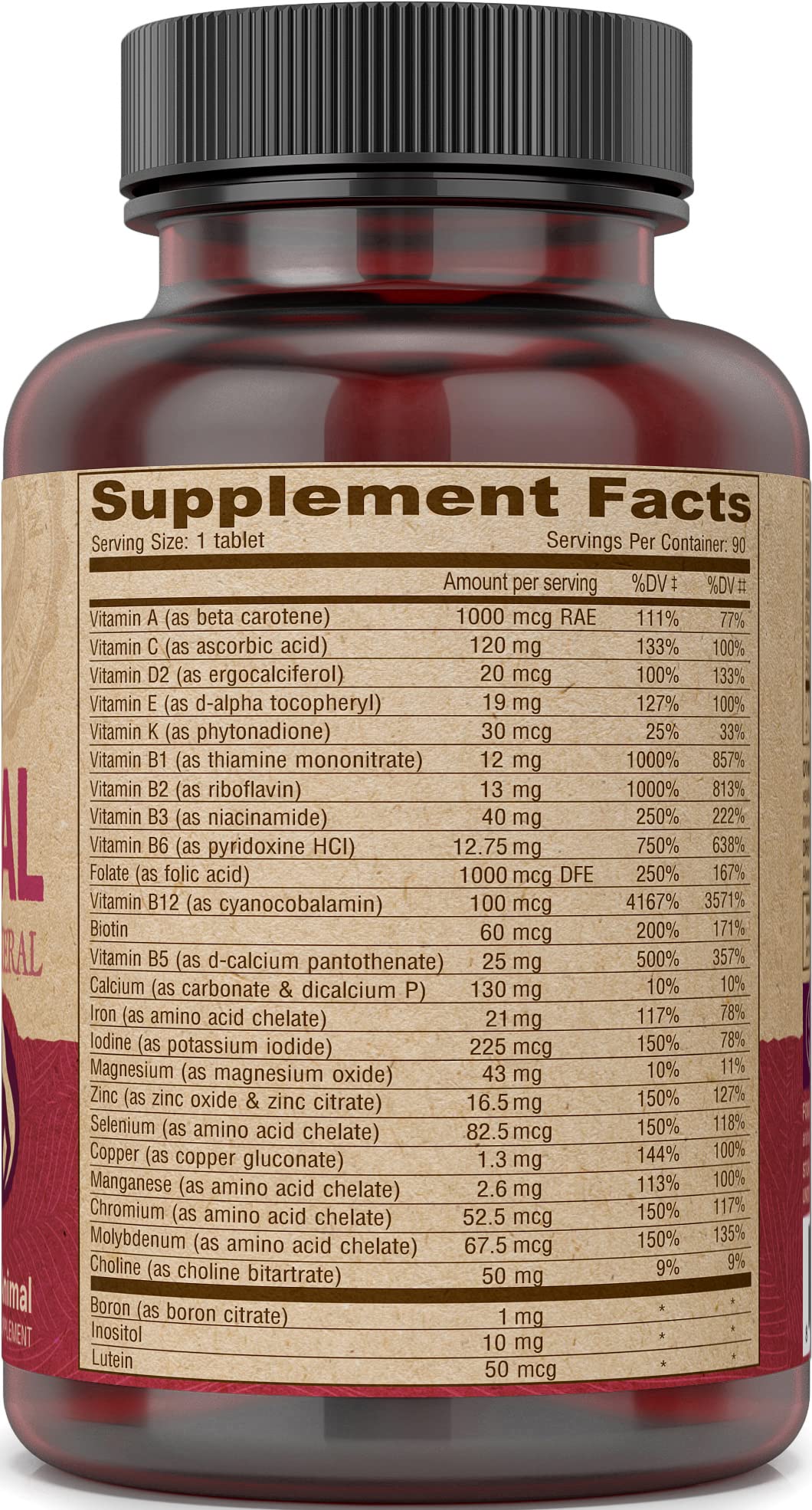 Ingredients panel for DEVA Vegan Prenatal Multivitamin.