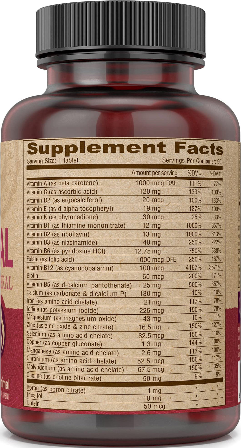Ingredients panel for DEVA Vegan Prenatal Multivitamin.