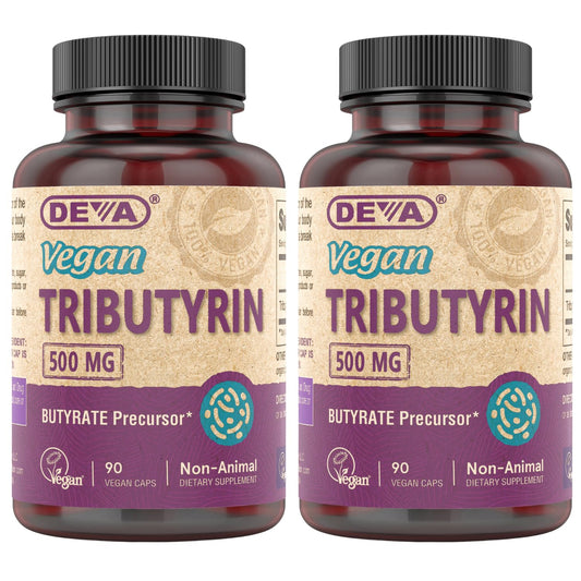 DEVA Vegan Tributyrin 500 mg capsule close-up