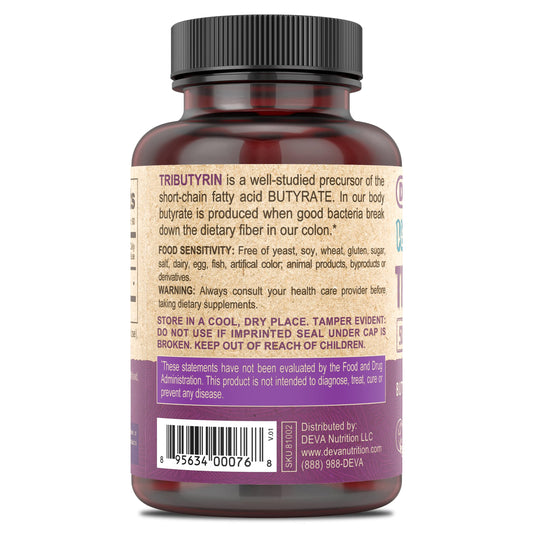Two 500 mg Tributyrin capsules close-up