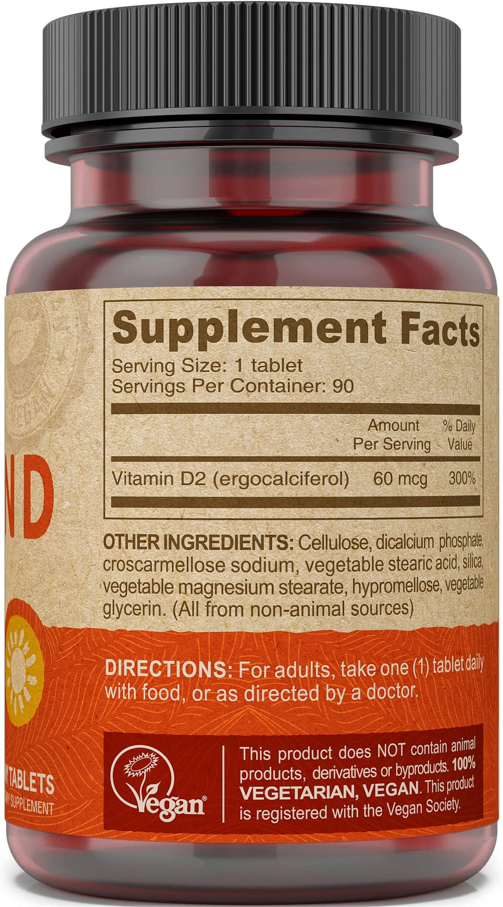 Close-up of fast-dissolve Vitamin D2 tablet