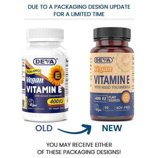 Close up of 400IU Vitamin E label showing mixed tocopherols
