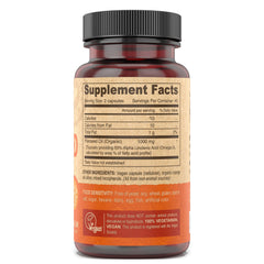 Close up of vegan flaxseed oil capsules