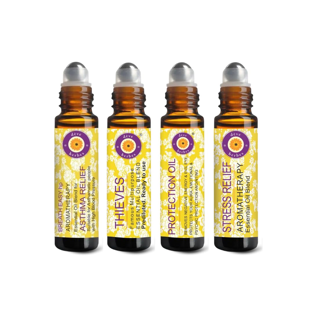 Deve Herbes Aromatherapy Roll On Kit – Pack of Four 10ml bottles
