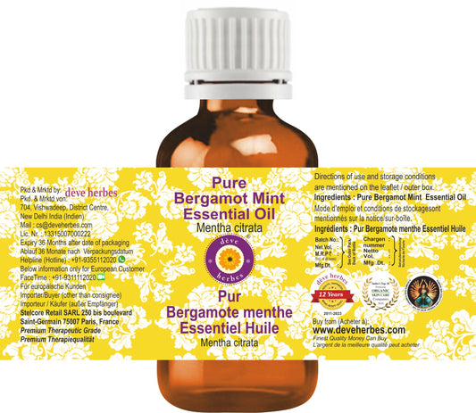 Close-up of Bergamot Mint Essential Oil 15ml bottle