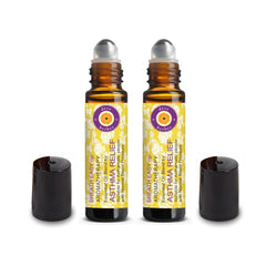 Front view of Deve Herbes Breathe Easy HP Aromatherapy Essential Oil Blend 2x10ml roll-on bottles