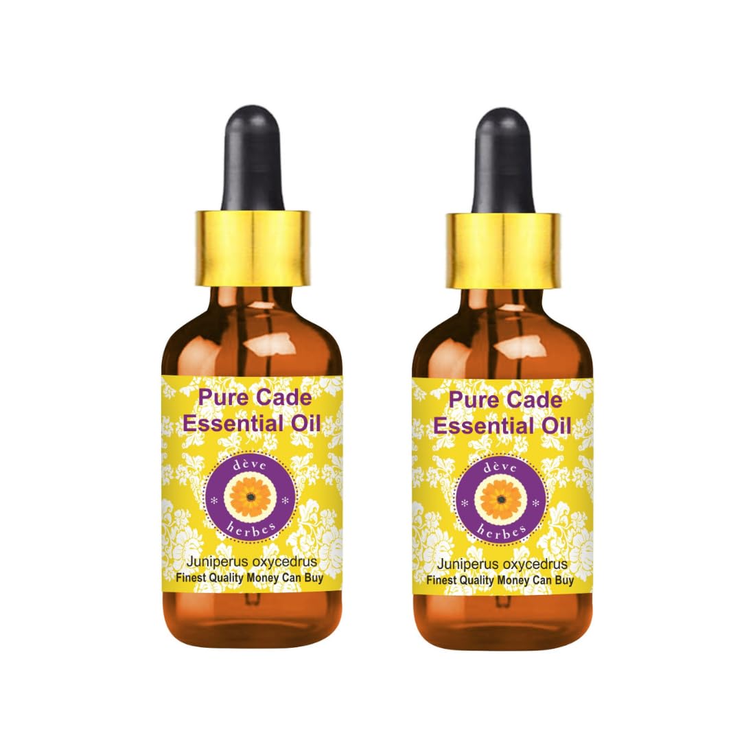 dève herbes Cade Essential Oil 50ml x 2 in amber glass bottles with droppers